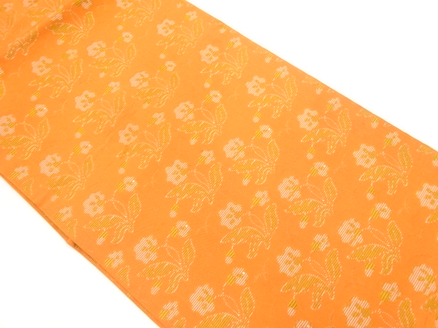 JAPANESE KIMONO / ANTIQUE NAGOYA OBI / WOVEN FLOWERS